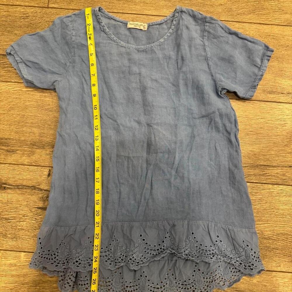 Terzo Millennio blue 100% linen blouse/top